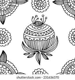 Seamless pattern with flowers white 4