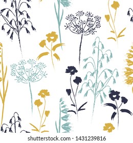 Seamless pattern. Flowers. White background.