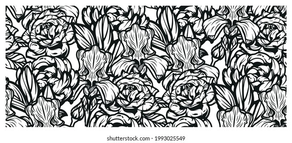 Seamless pattern with flowers for white background. Ideal for fabric printing, decoration, postcard, and many other uses