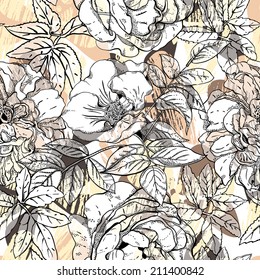 Seamless pattern with flowers white briar