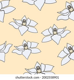 Seamless pattern flowers white graphic, fashion, interior, wraping and background