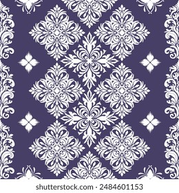 Seamless pattern flowers white in a violet background