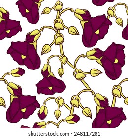seamless pattern flowers wine color - vector illustration