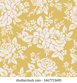 Seamless pattern. Flowers. Yellow background.