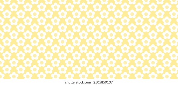 Seamless pattern with flowers in the yellow background