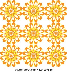 Seamless pattern with flowers. Yellow vintage texture. Monochrome backdrop. Summer background with daisies. Vector Illustration. 