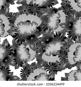 Seamless pattern of flowers. For your designs, greeting cards, greeting cards, invitations for wedding, birthday, party, Valentine's day. Vector illustration.