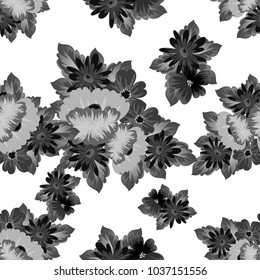 Seamless pattern of flowers. For your designs, greeting cards, greeting cards, invitations for wedding, birthday, party, Valentine's day. Vector illustration.