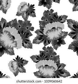 Seamless pattern of flowers. For your designs, greeting cards, greeting cards, invitations for wedding, birthday, party, Valentine's day. Vector illustration.