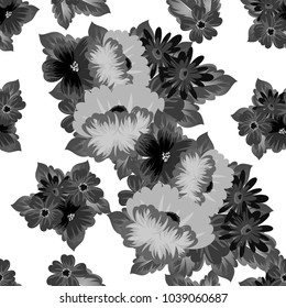 Seamless pattern of flowers. For your designs, greeting cards, greeting cards, invitations for wedding, birthday, party, Valentine's day. Vector illustration.