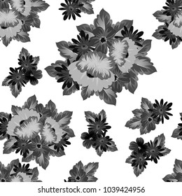 Seamless pattern of flowers. For your designs, greeting cards, greeting cards, invitations for wedding, birthday, party, Valentine's day. Vector illustration.