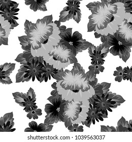 Seamless pattern of flowers. For your designs, greeting cards, greeting cards, invitations for wedding, birthday, party, Valentine's day. Vector illustration.