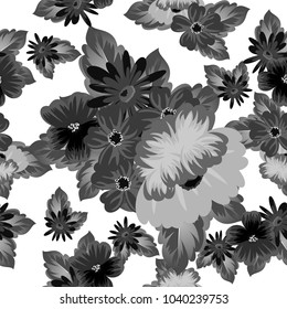 Seamless pattern of flowers. For your designs, greeting cards, greeting cards, invitations for wedding, birthday, party, Valentine's day. Vector illustration.