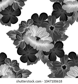 seamless pattern of flowers. For your fabric design, greeting, invitation. For wedding, party, birthday, holiday Vector illustration