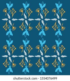 Seamless pattern with flowers,palm branch, leaves. Creative floral texture. Great for fabric, textile Vector Illustration