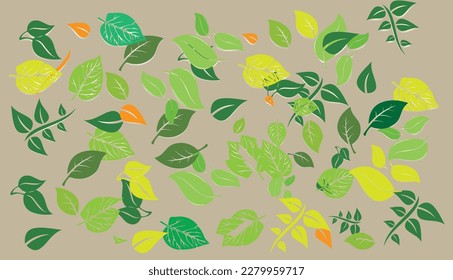 seamless pattern with flowersVector images of various shapes of leaves for background.