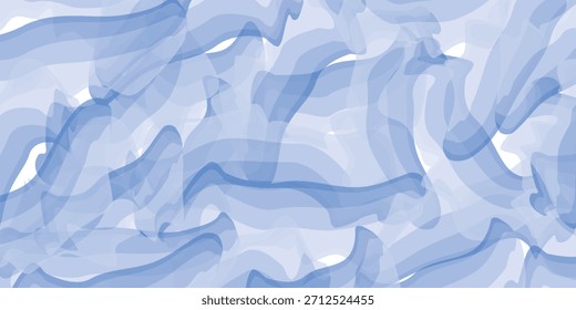 Un patrón sin fisuras de pinceladas fluidas y abstractas de acuarela en diferentes tonos de azul y blanco, creando una sensación de movimiento y profundidad.