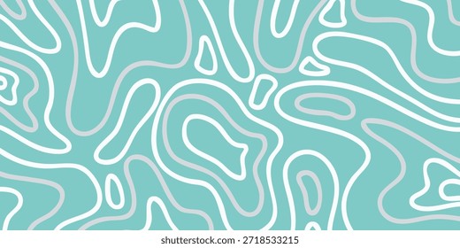 Um padrão perfeito de linhas de contorno orgânicas fluídas em branco e azul claro contra um fundo azul-escuro, criando uma sensação de profundidade e movimento.