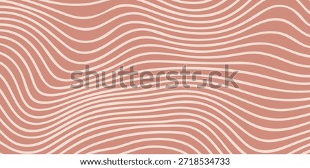 A seamless pattern of flowing wavy lines in a soft pink and white color scheme.
