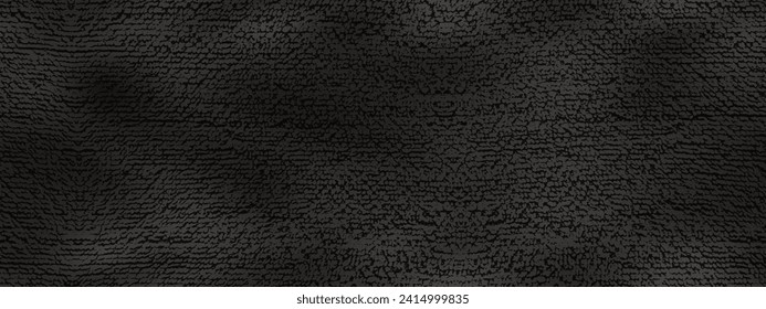 Seamless pattern of fluffy soft black microfiber fabric. Top view of towel surface or rag for wiping dust. Vector illustration with grainy texture