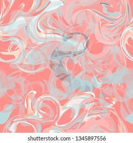 Seamless pattern, fluid art, coral, vector illustration