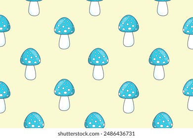 Nahtloses Muster von Fliegenmagarien. Herbstdruck. Waldpilze. Vektorillustration.