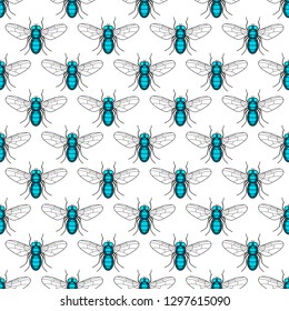 Seamless pattern of the fly insects