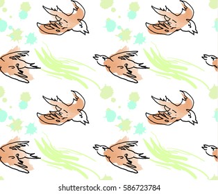 Seamless pattern with the flying birds