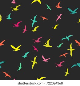 seamless pattern with flying birds