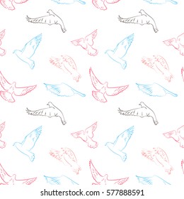 Seamless pattern with flying birds in beautiful colors, vector illustration for your design 