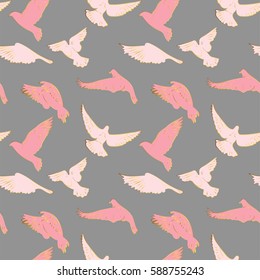 Seamless pattern with flying birds in beautiful colors, vector illustration for your design 