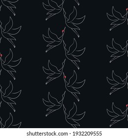 Seamless pattern with flying birds. Crane. Heron. Japanese pattern. Ornament with oriental motifs. Vector.