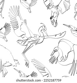 Nahtloses Muster mit fliegenden Vögeln. Vektorgrafik.