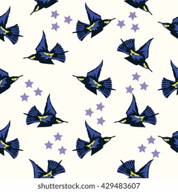 Seamless pattern with flying birds vector illustration
