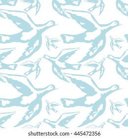 Seamless pattern with flying birds. Vector clip art.