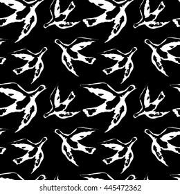 Seamless pattern with flying birds. Vector clip art.