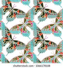 Seamless pattern with flying butterflies. Background texture. Wallpaper