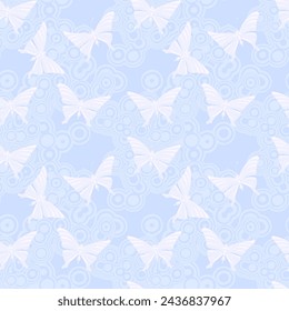Seamless pattern with flying butterflies - hand drawn vector illustration.