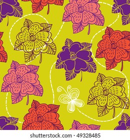 seamless pattern flying butterfly
