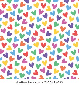 Patrón sin fisuras de corazones coloridos voladores	
