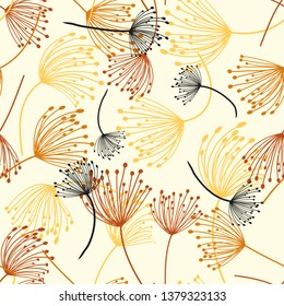 seamless pattern. Flying of dandelion seeds. Stylish repeating texture. vector