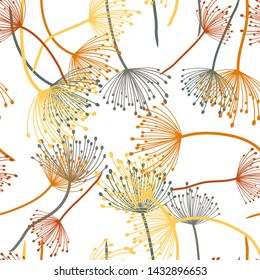 seamless pattern. Flying of dandelion seeds. Stylish repeating texture. vector 