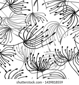 seamless pattern. Flying of dandelion seeds. Stylish repeating texture. vector 