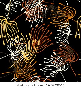 seamless pattern. Flying of dandelion seeds. Stylish repeating texture. vector 