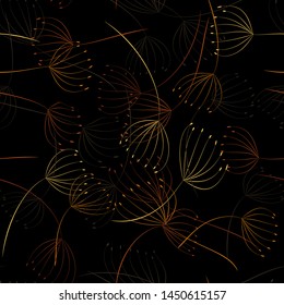 Seamless pattern. Flying of dandelion seeds. Stylish repeating texture. Vector