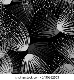 Seamless pattern. Flying of dandelion seeds. Stylish repeating texture. Vector