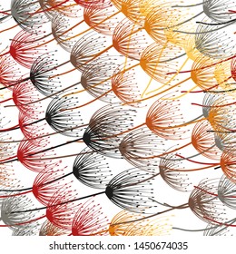 Seamless pattern. Flying of dandelion seeds. Stylish repeating texture. Vector