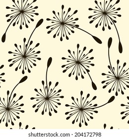 seamless pattern. Flying of dandelion seeds. Stylish repeating texture. vector