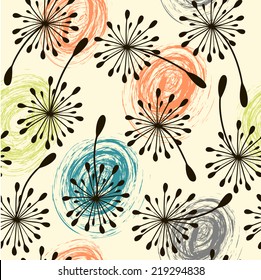 seamless pattern. Flying of dandelion seeds. Stylish repeating texture. vector