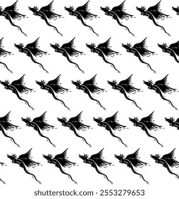 Seamless pattern with flying dragons